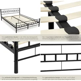 Tectake tectake® Metallbett, robustes Stahlgestell, bodenschonende Kunststoffkappen, 180 x 200 cm