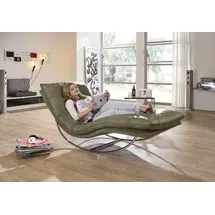 W.Schillig Relaxliege daily dreams Leder 75 x 85 x 169 cm grün mit Kissen