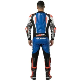 Alpinestars Absolute V2 Lederkombi - Blau/Schwarz/Weiß/Neon-Rot / 46