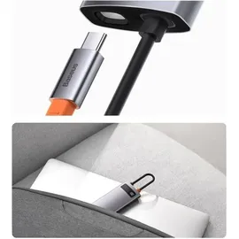 Baseus Metal Gleam USB-C zu 3x USB 3.0 + HDMI + USB-C PD + Ethernet RJ45 - USB 3.0 - 6 Ports), Dockingstation Hub Grau