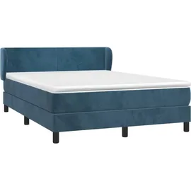 vidaXL Boxspringbett mit Matratze Dunkelblau 140x200 cm Samt