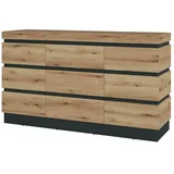Die Möbelfundgrube Sideboard Corte 161 x 93 x 45 cm Kosmos grau / Eiche