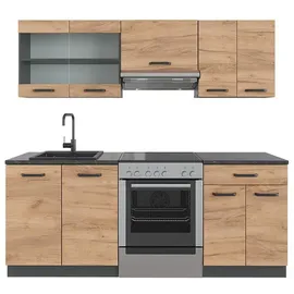 Vicco Küchenzeile R-Line 200 cm Eiche/Anthrazit