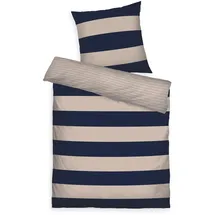 Tom Tailor BOLD STRIPES Blau/Beige 135 x 200 cm + 2 x 80 x 80 cm