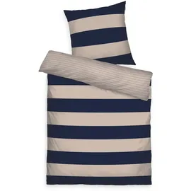 Tom Tailor BOLD STRIPES Blau/Beige 135 x 200 cm + 2 x 80 x 80 cm