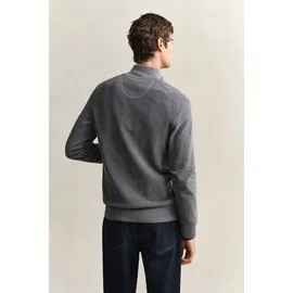 GANT Strickjacke Micro Textured Cotton Zip Regular fit mit Stehkragen grau XL (56)