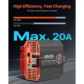 Vevor 12 V 20 A DC/DC-Ladegerät, 250 W, Ideal für Blei-Säure-, Lithium-, AGM-, GEL- und Nassbatterien, intelligentes mehrstufiges Laden, für Wo...