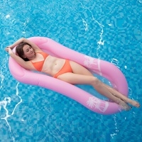 Myir Pool Hängematte mit Mesh, Aufblasbare Wasserhängematte luftmatratzen Liege Wasser Bett Floating Lounge Stuhl Schwimmbad Aufblasbarer Spielzeug für Erwachsene (Wasserhängematte Pink)