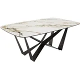 DeLife Esstisch Edge Boot 200x100 Keramik Calacatta Luxe Weiß-Gold-Grau Spider Flachstahl Schwarz,