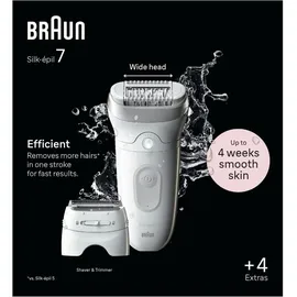 Braun Silk-épil 7 7-041 Epilierer Weiß/Silber