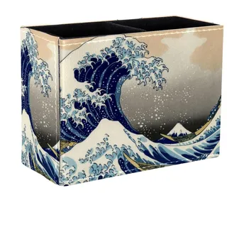 Eslifey Stifthalter, quadratischer Stifthalter für Schreibtisch, japanische Wellen, Stiftebecher, Make-up-Pinselhalter, Ständer, Display, Schreibtisch, Schreibwaren, Organizer für Zuhause, Büro,