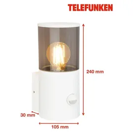 Telefunken Außenleuchte Aluminium 24,0x13,5x10,5 cm inkl. Bewegungsmelder, Dämmerungssensor, Weiß
