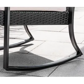 HC Garten & Freizeit Rattan Schaukelstuhl Set 3-tlg. Schwarz