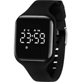 Digital Kinderuhr Jungen-Sports Outdoor Wasserdicht Armbanduhr mit LED-Licht,Wecker,Stoppuhr,Datum,Fitness Tracker - Schwarz