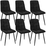 ANVOFONG Esszimmerstühle 6er Set,Küchenstuhl aus Leinenstoff,Polsterstühle mit Eisenfüßen,Stuhl Schlafzimmer,Wohnzimmer Stühle-Schwarz