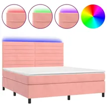 vidaXL Boxspringbett mit Matratze & LED Rosa 180x200 cm Samt