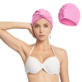 iNelihoo Schlafmütze Rosa Schwimmkappe Damen Turban Chemo Kopfbedeckung Badekappe Chemo Mütze weiche Slouchy Mütze Dehnbare Beanie-Hüte Baggy Skull Cap Chemo-Hüte für Männer Frauen Lange Kurze Haare