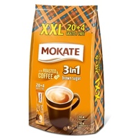 MOKATE XXL mit Brauner Zucker 3-in-1 Sticks, löslicher Bohnenkaffee, mit Creamer & Zucker & Kokosöl, Instant-Kaffee aus gerösteter Kaffeebohnen, koffeinhaltig 408g (24 x 17g)