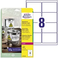 Avery Zweckform 160 AVERY Zweckform wetterfeste Folienetiketten L4715-20 weiß
