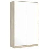 Dmora Garderobe Waterbury, Schlafzimmer Kleiderschrank Mit 2 Schiebetüren, Schrank Mit 3 Einlegeböden Und Kleiderstange, 120x50h200 cm, Eiche Und Weiß