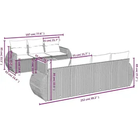 vidaXL Gartensofa-Set 8-tlg. blau/schwarz