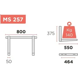Rodigas Wandkonsole MS257 für Klimaanlagen 800x550mm