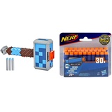 NERF abfeuernder Nerf Minecraft Stormlander Hammer, feuert 3 NERF ab, enthält 3 Nerf Elite Darts, Spannhebel Mehrfarbig Einheitsgröße & A0351EU6 Hasbro A0351 N-Strike Elite 30er Dart Nachfüllpack