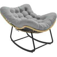 Rattan Schaukelstuhl Relaxsessel Für Indoor Und Outdoor Polyrattan Rocking Chair Mit Kissen Grau