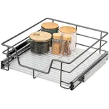 bremermann Teleskopschublade 50 cm mit Einlegeboden, Küchenschublade zum Nachrüsten, mit Teleskop-Schienen, Schrankauszug ideal für Küche, Bad & Schlafzimmer, aus Metall, grau