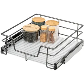 bremermann Teleskopschublade 50 cm mit Einlegeboden, Küchenschublade zum Nachrüsten, mit Teleskop-Schienen, Schrankauszug ideal für Küche, Bad & Schlafzimmer, aus Metall, grau