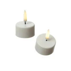 LED Mini Teelichter Uyuni 2 Stück aufladbar 4cm Timer für Außen Feier Tischdeko