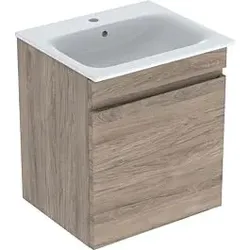 Geberit Renova Plan Möbel-Waschtisch-Set 501915JR1 60x62,2x48cm, Korpus nussbaum beschichtet, Waschtisch weiß