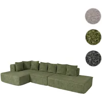 Sofa-Garnitur HWC-Q28, L-Sofa Couch Loungesofa, Stoff Chenille (270 g/m2) Liegefläche links 60x310x150cm ~ grün