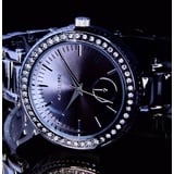 Excellanc Damen Armband Frauen Uhr Bicolor Schwarz Silber Farben Metall Strass