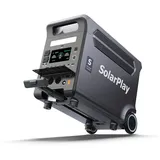SolarPlay 3840Wh Tragbare Powerstation, 3600 W Solargenerator LiFePO4-Akku mit UPS, 3x230V AC Ausgang 3600W,Power Station mit Griff Schnelles Stromspeicher Aufladen für Outdoor,Camping,Wohnmobilreisen