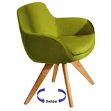 Musterring Esszimmerstuhl MR 8092 Stoffbezug kiwigrün - Sesselform - drehbar - Vierfußgestell Eiche massiv