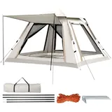Sleeleece Camping Zelt, 3-4 Personen Pop Up Zelt Automatisches Sofortzelt,4 Jahreszeiten Große Wurfzelt,Kuppelzelt mit kleinem Vordach, Moskitonetz für Trekking, Familien, Rucksackreisen