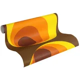 A.S. Creations A.S. Création Retro Tapete 70er Jahre 701312 - Vliestapete mit Retro Design in orange, braun, gelb - Retrotapete auf 10,05m x 0,53m - Made in Germany