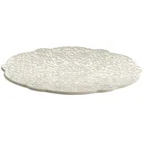 Alessi Dressed en Plein air MW72/77 W, Mokka-Untertasse aus Melamin mit Reliefdekor, weiß.