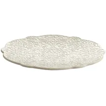 Alessi Dressed en Plein air MW72/77 W, Mokka-Untertasse aus Melamin mit Reliefdekor, weiß.