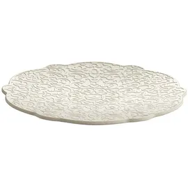 Alessi Dressed en Plein air MW72/77 W, Mokka-Untertasse aus Melamin mit Reliefdekor, weiß.