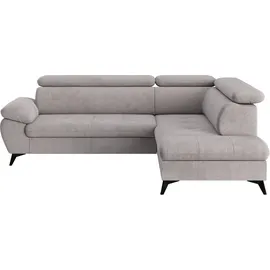 Cotta Ecksofa COTTA "Hudson L-Form, B: 256 cm", grau (stone), B:256cm T:207cm, Sofas, Ecksofa, mit Kopfteilverstellung, optional Bettfunktion & Bettkasten