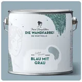 MissPompadour Wandfarbe Blau mit Grau - matte Wandfarbe mit sehr hoher Deckkraft 2,5 L, geruchsneutrale und spritzfreie Innenfarbe, wasserbasiert blau|grau