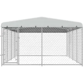vidaXL Hundezwinger 7,6 x 3,8 x 2,3 m Stahl Grau