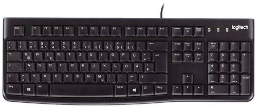 Logitech K120 Keyboard Kabelgebunden, USB Tastatur Deutsch, QWERTZ Schwarz Spritzwassergeschützt