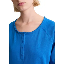 Marc O'Polo DENIM "aus Organic Cotton", Damen, Gr. XXS, blau (pale cobalt), Obermaterial: 100% Baumwolle, unifarben, Basic, relaxed fit, Serafino, Shirts Langarmshirt