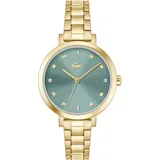 Lacoste Quarzuhr RIGA 2001368, Armbanduhr, Damenuhr, Edelstahlarmband, analog, Glaskristalle goldfarben
