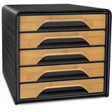 CEP Schubladenbox Smoove 28,8 x 36,0 x 27,1 cm 5-tlg. schwarz/Bambus
