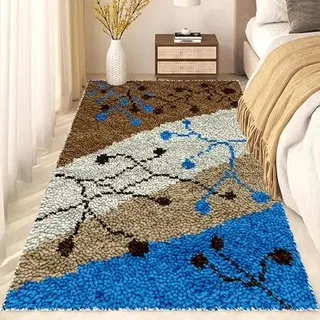 Knüpfteppich Zum Selber Knüpfen-Sets,Groß Latch Hook Rug, Vorgedrucktes Muster Leinwand Teppich Stickerei Handwerk Für Erwachsene Handarbeiten diy Teppich Handarbeit Selbst Knüpfen Set 90 x 120 cm