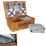 Picknicktasche HWC-B25 für 4 Personen, Kühlfach Picknickdecke, Porzellan